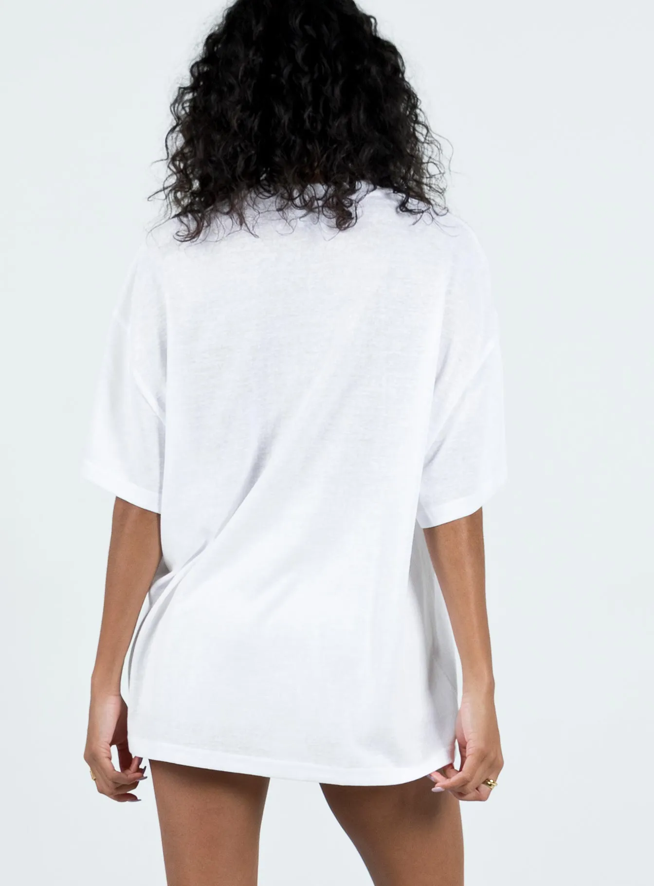 cotton material Layered Collar Vacay Oversized Tee White