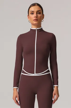 Full Zip Athletic Jacket Contrast Color Running Coat Clean Fit