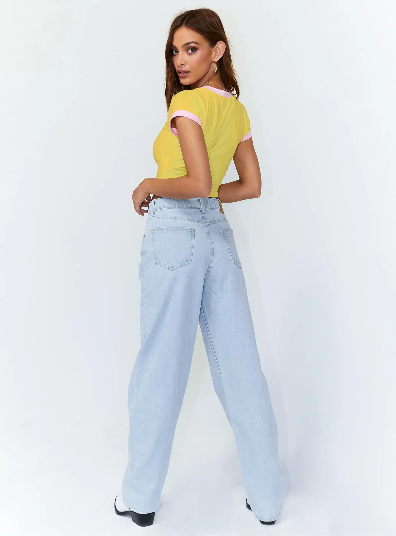 warm fleece Fall Core Motel Parallel Jeans Super Light Wash