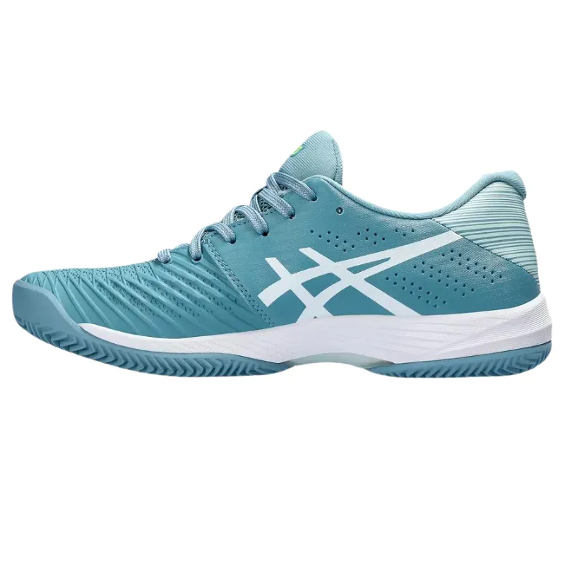 Asics Solution Swift FF Clay Womens Tennis Shoes - Gris/Blue White Soft Collar Padding Comfort Walk