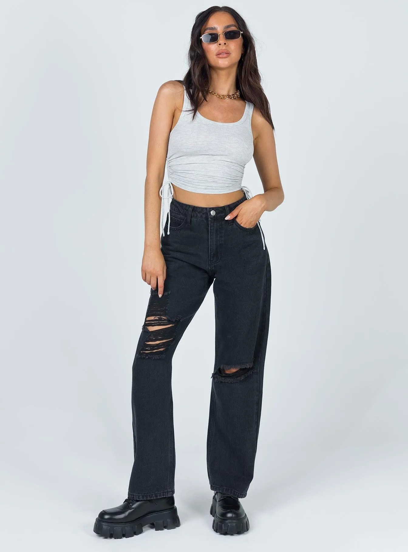 Flexible Hemline Euro Mood Fraya High Rise Boyfriend Jeans Denim
