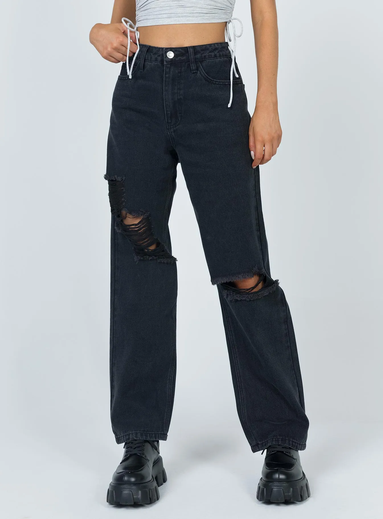 Fraya High Rise Boyfriend Jeans Denim Matte Tone One-Piece Wear