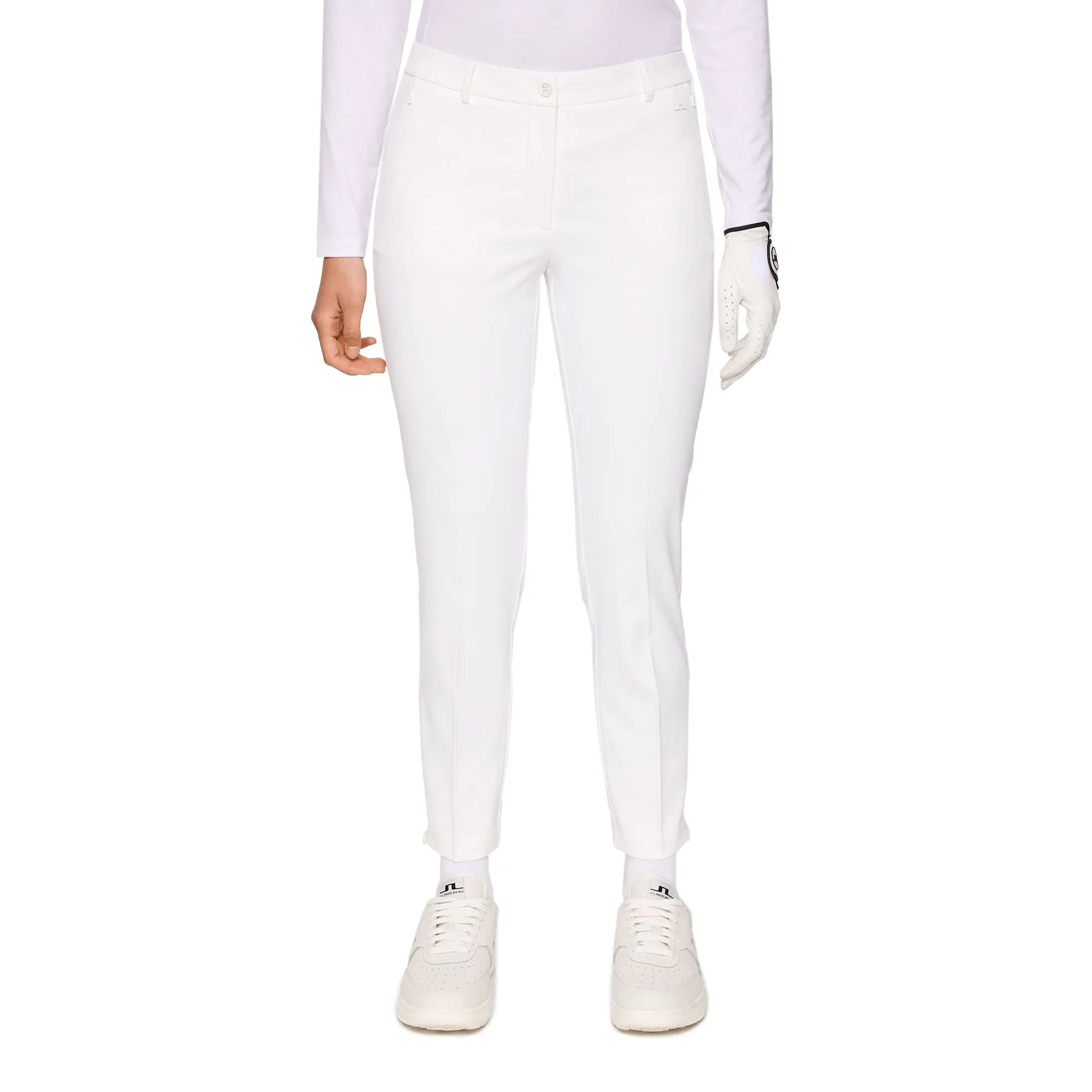 J.Lindeberg Women's Pia Golf Pants - White Durable Fit Cozy Waist