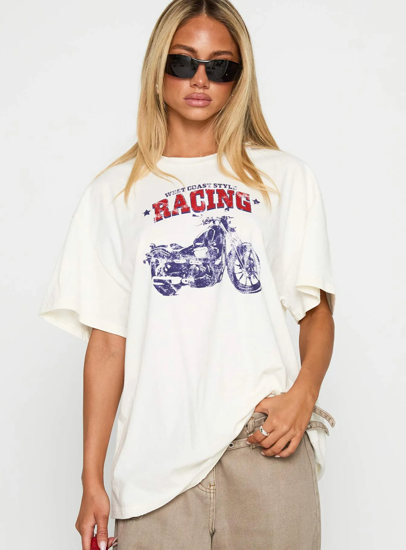 West Coast Style Oversized Tee White Fun Prints