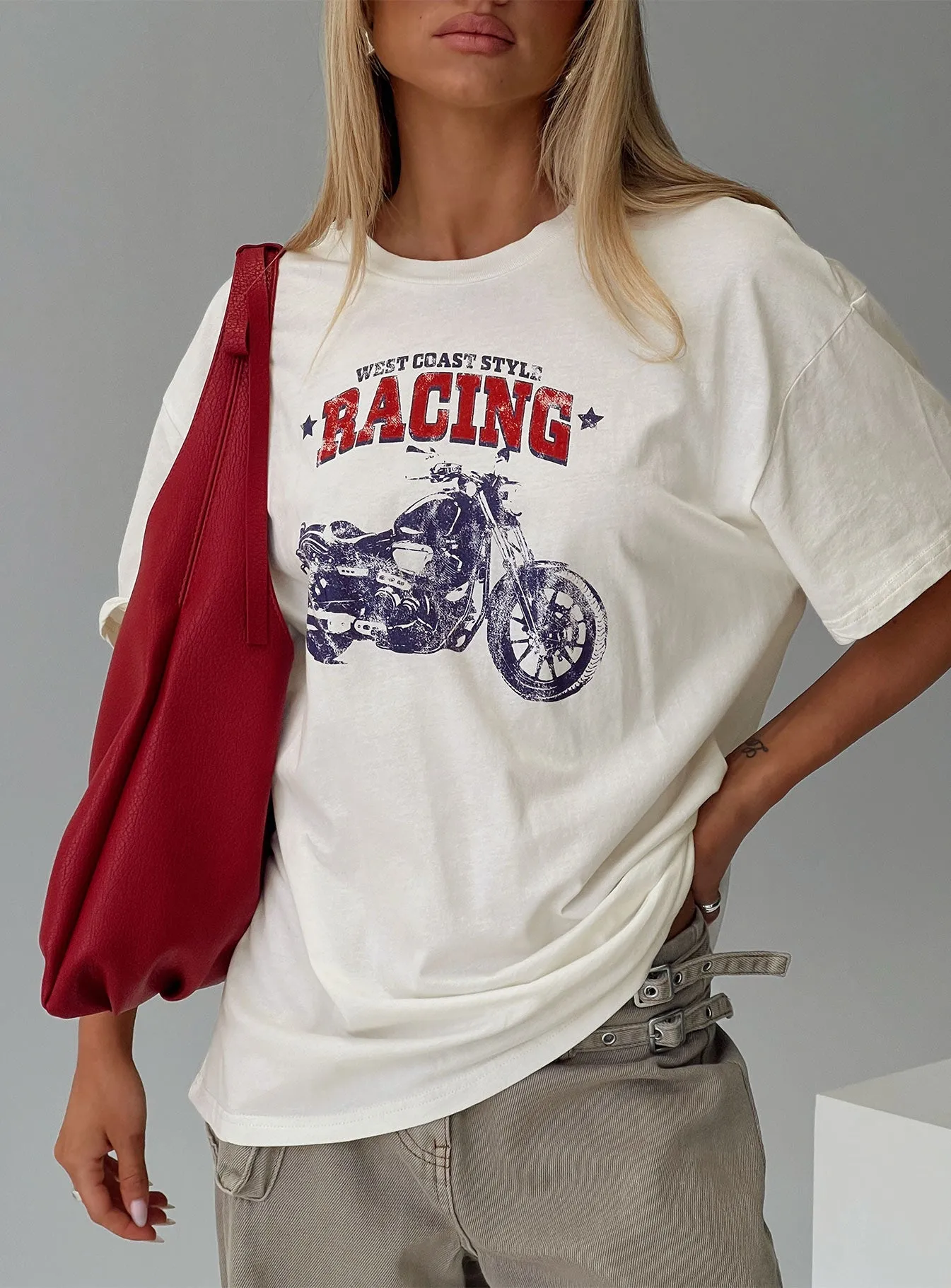 West Coast Style Oversized Tee White Elderly Comfort Sweat Absorbent