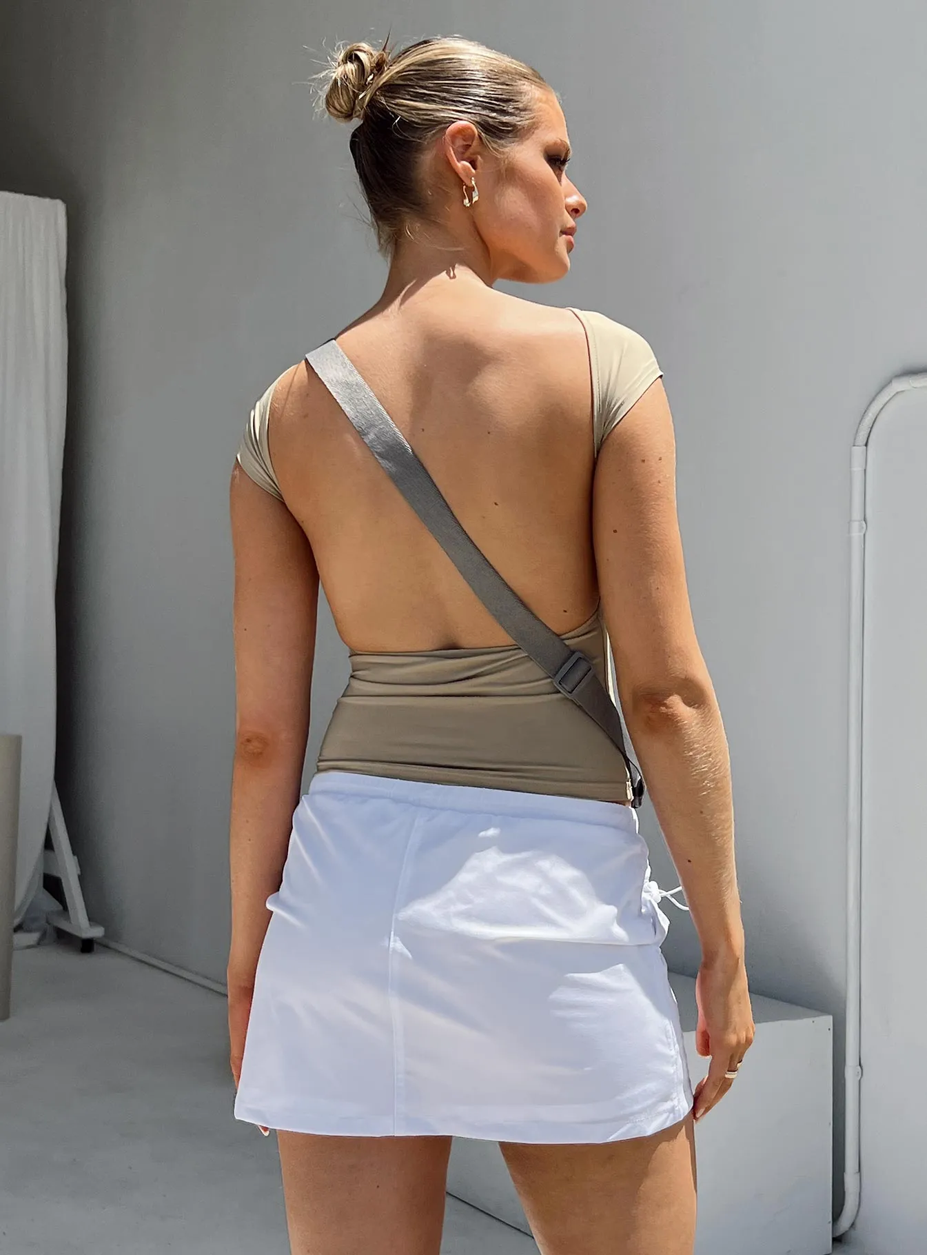 Ethically Made A line Valery Parachute Mini Skirt White