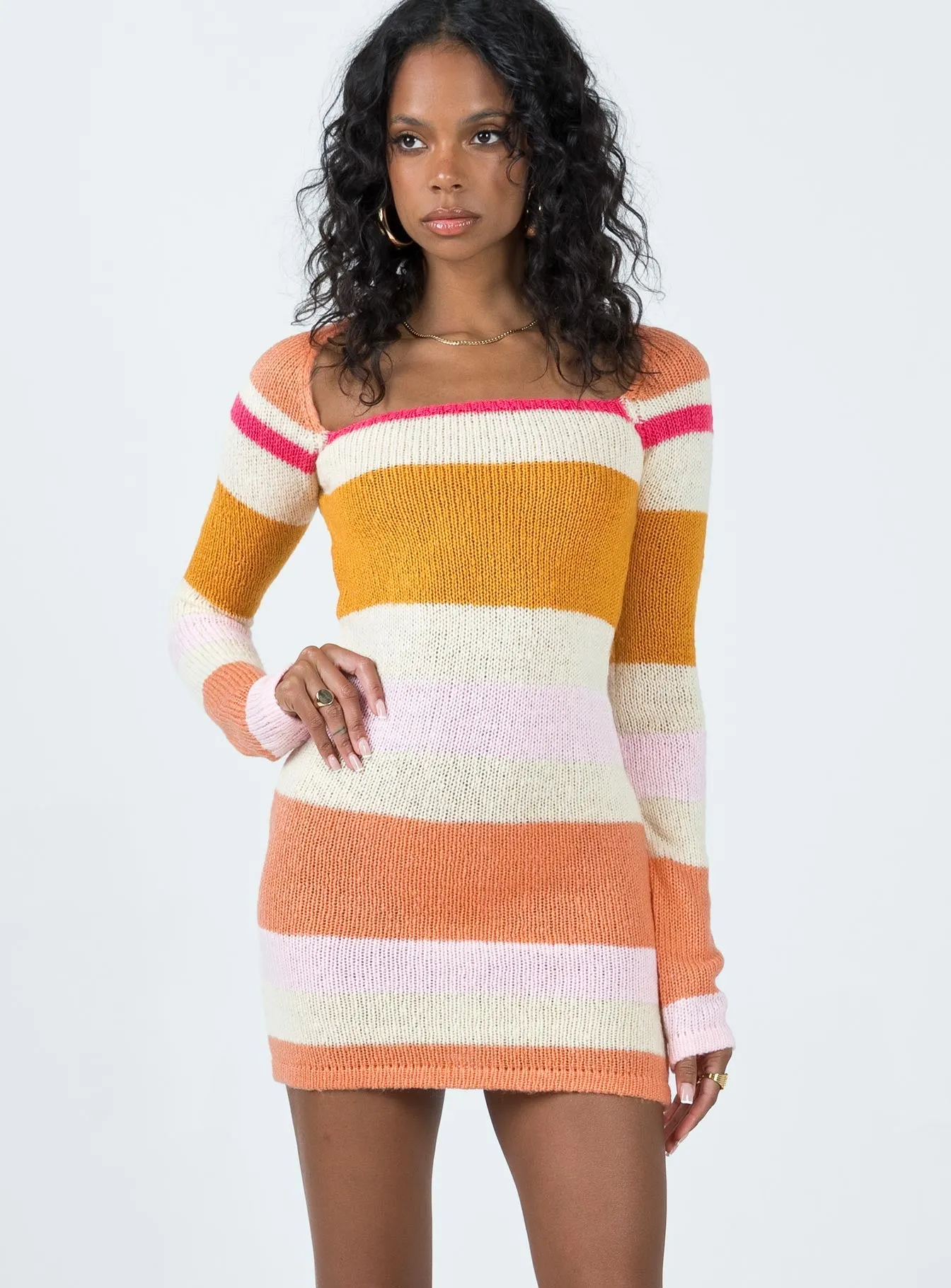 Ania Mini Dress Orange / Pink Multi Trendy Cut