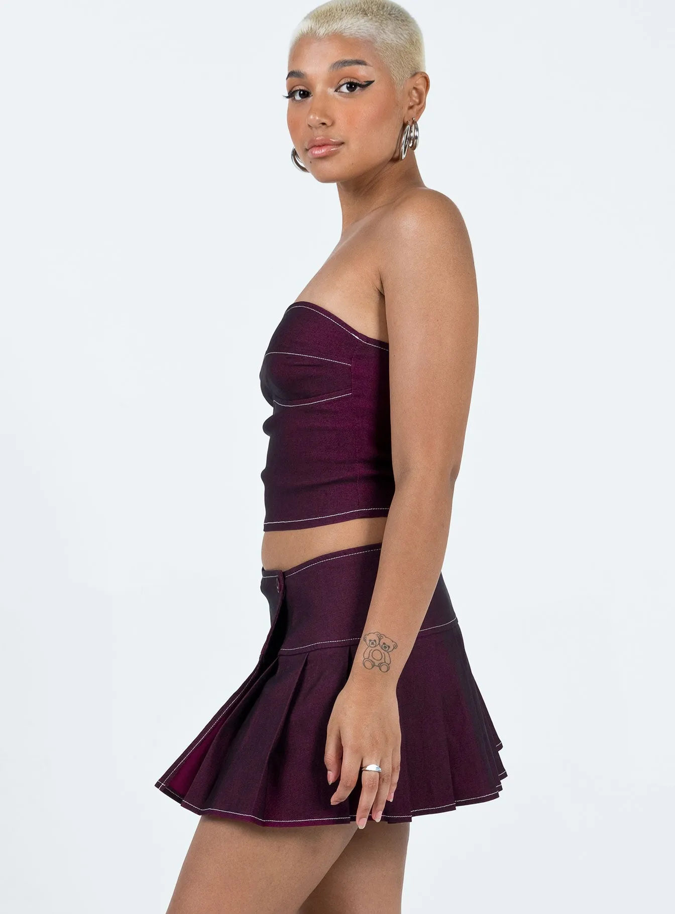 Motel Zabini Skirt Burgundy Foldable Design Transitional Wear