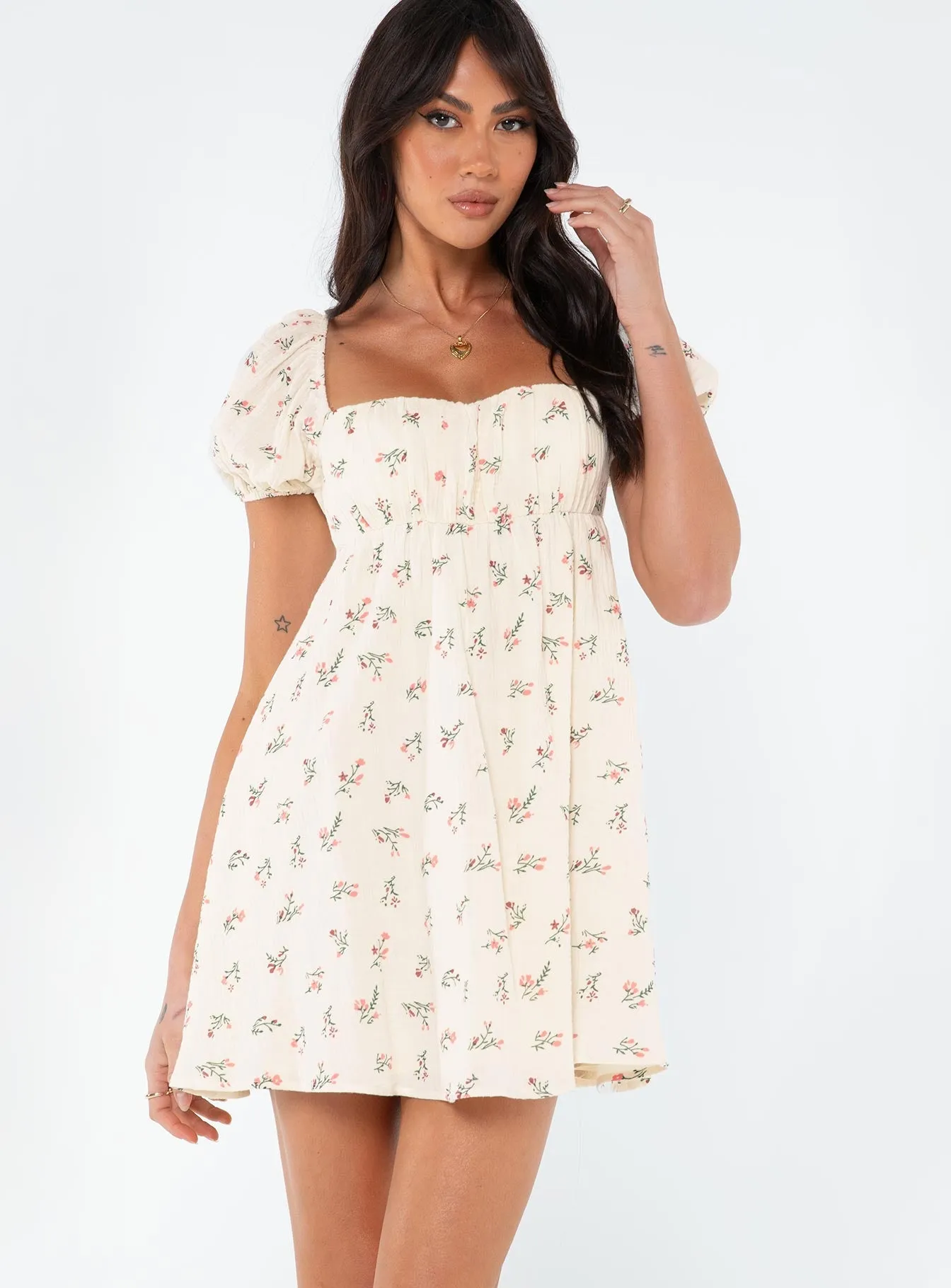 Let's Dance Mini Dress White / Floral Wedding-Guest