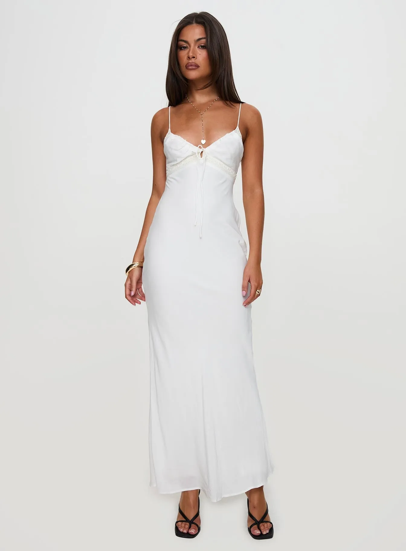 Chilly Day Wear Smooth Texture Emily Maxi Dress White