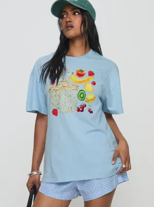 brandable Grocery Run Oversized Graphic Tee Blue