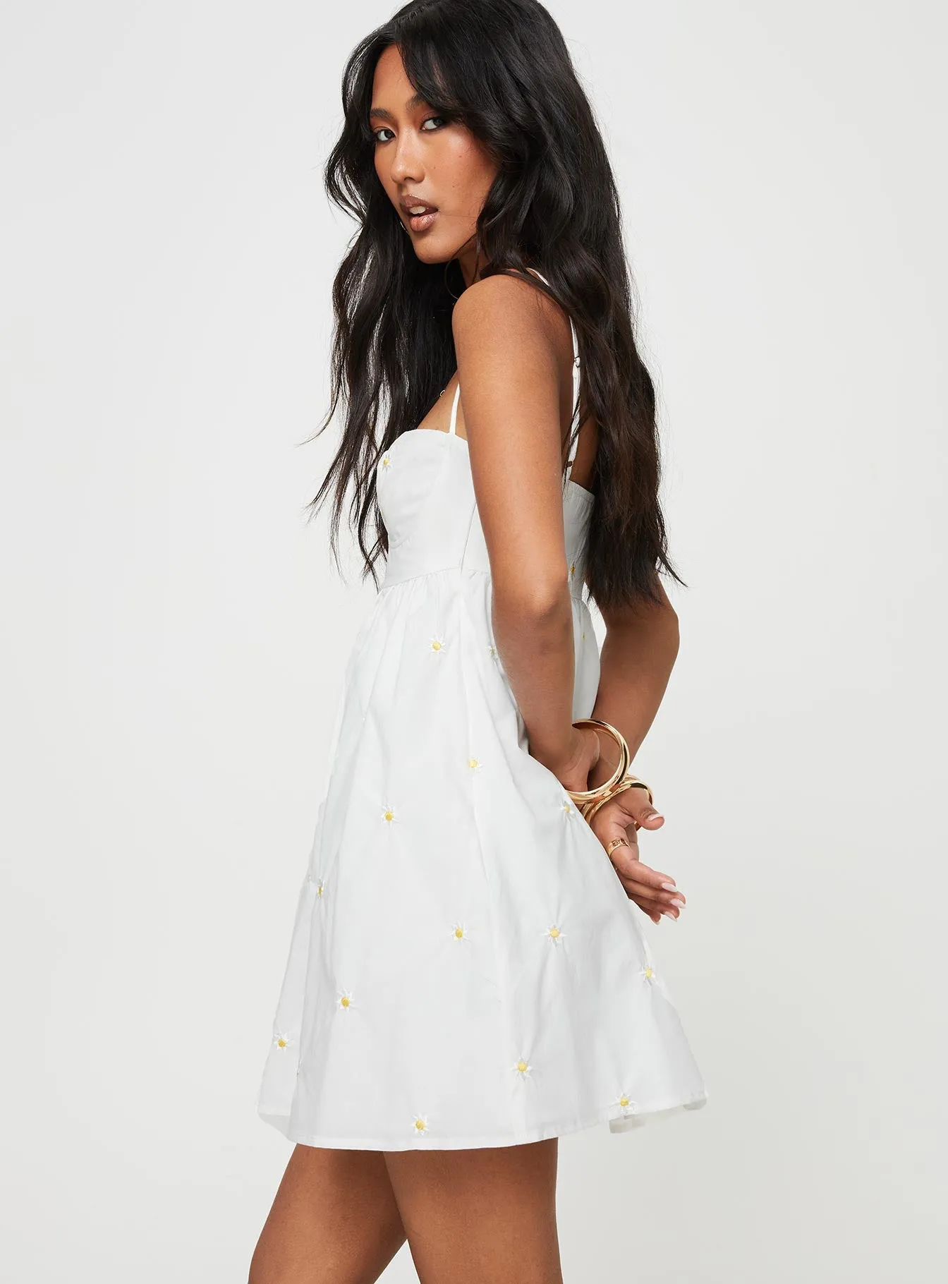 Color-Blocked Pure Motion Addington Floral Mini Dress White