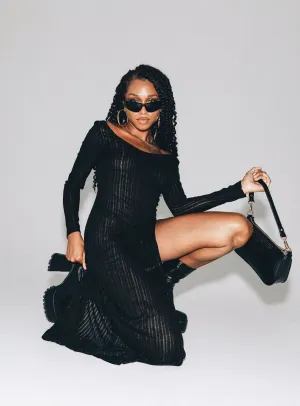 Coltan Long Sleeve Maxi Dress Black Active Outfit Classic Cut