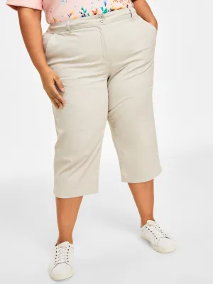 Women's Plain Capri Pants,Stone Comfort Fit Wear