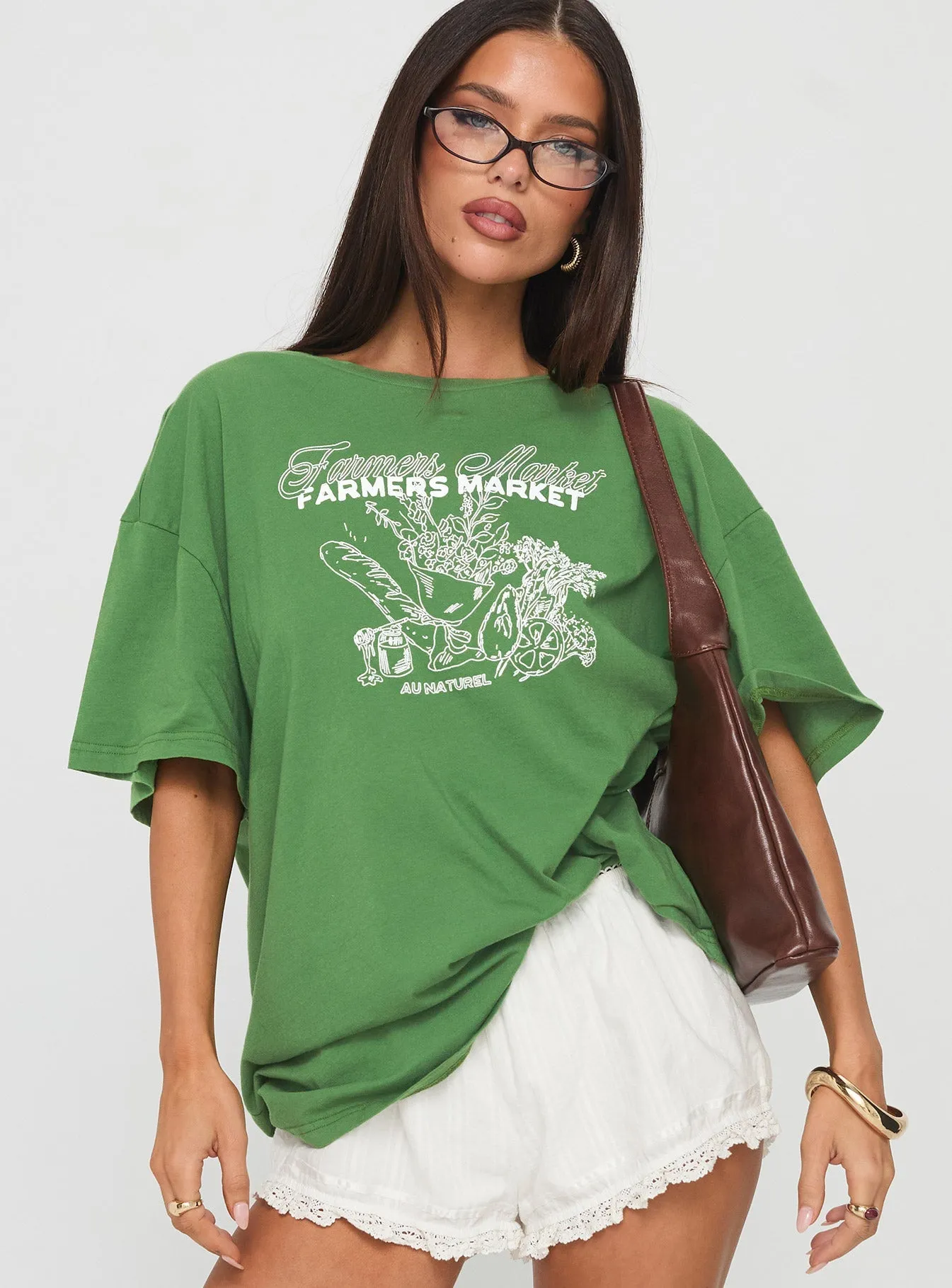 Farmers Market Oversized Graphic Tee Green UltraSoftBrushedInterior color blocking