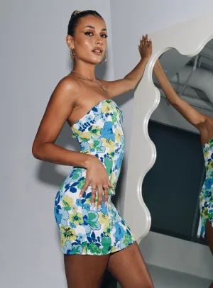 Vintage Style Genevievia Mini Dress Blue