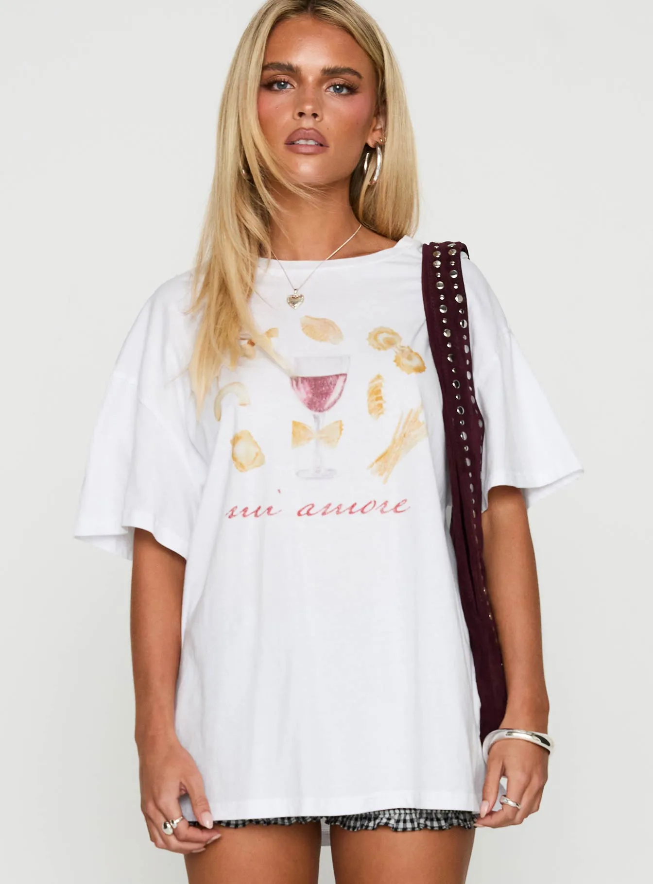 anniversary Mi Amore Pasta Oversized Tee White