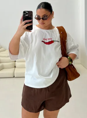 Stay Spicy Graphic Top White Curve Comfy Design Wear Indoor clothing