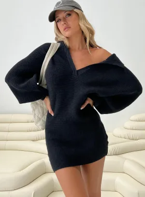 Thorelle Sweater Mini Dress Black Soft Glide Fitted Base