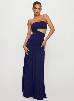 All-season Grandeur Strapless Maxi Dress Navy