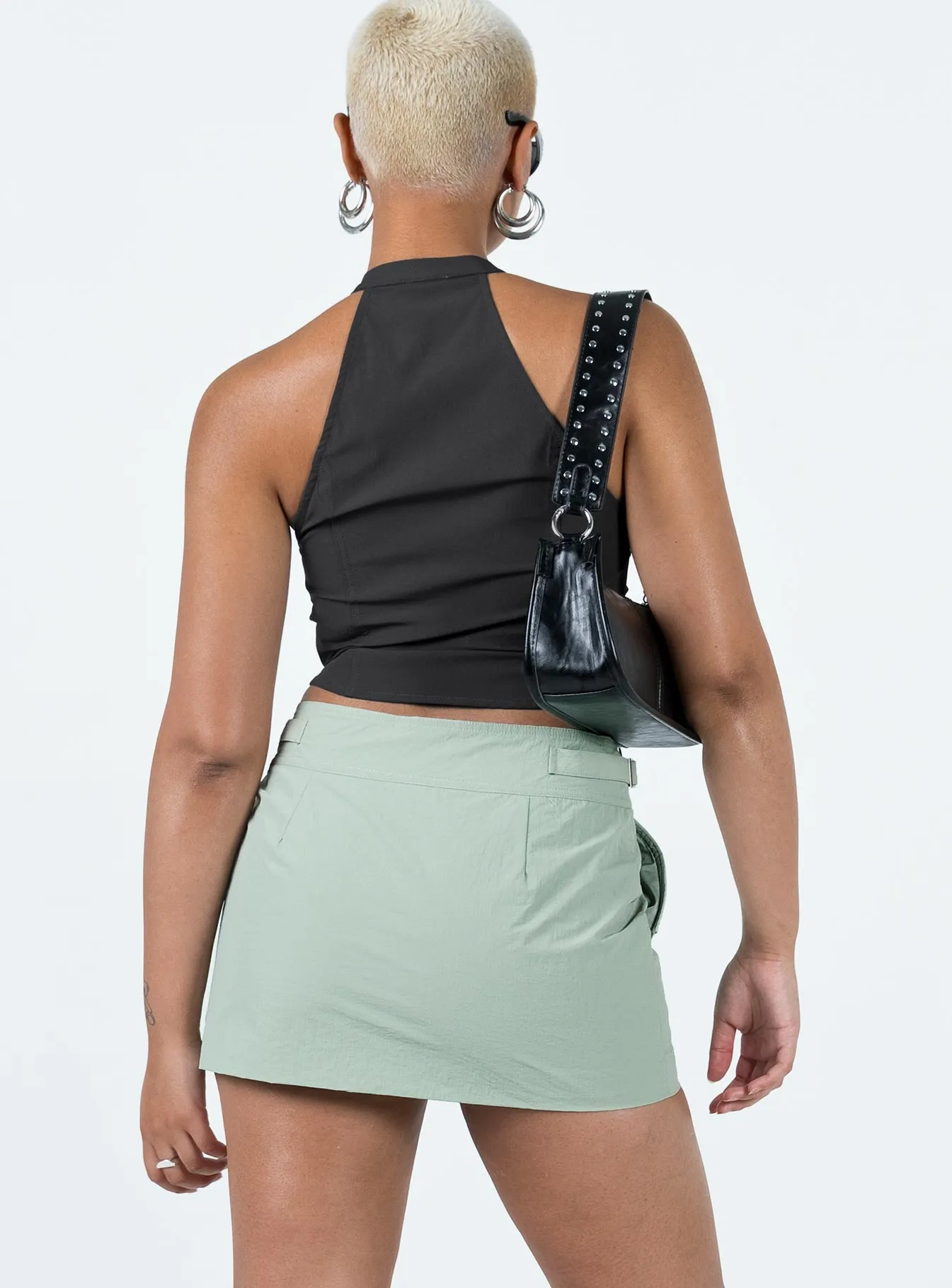 Crisp Edge Tear Resistant Material Knightley Cargo Mini Skirt Khaki