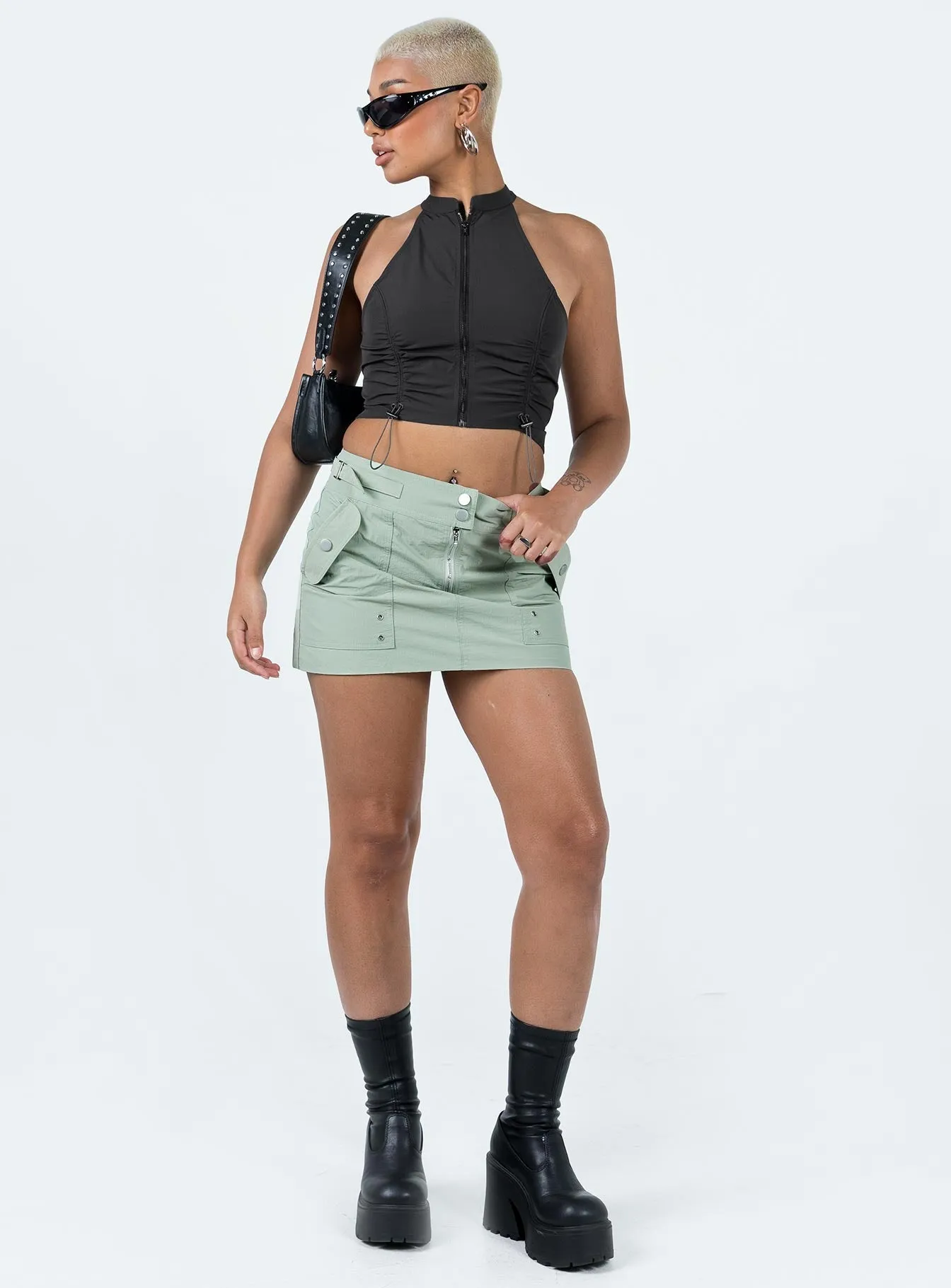 Heritage Craft Knightley Cargo Mini Skirt Khaki