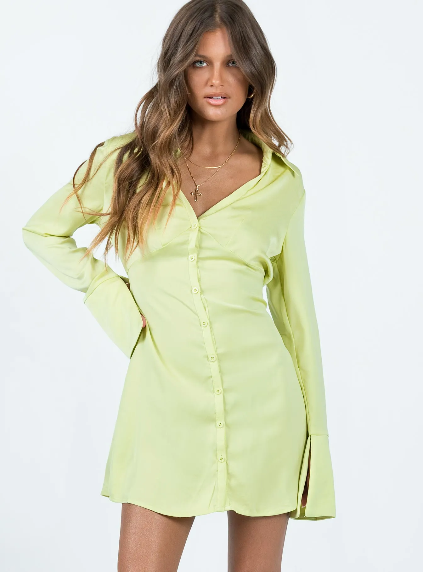 Posy Long Sleeve Mini Dress Green confident look Flexible Design