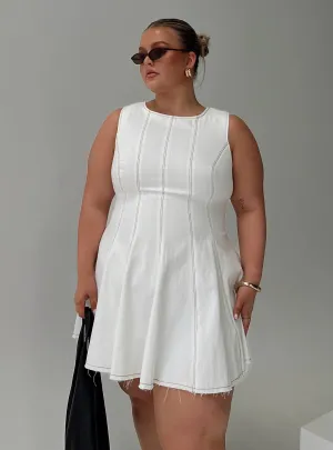 Trendy Silhouette Cozy Drape Composure Pleat Mini Dress White Curve