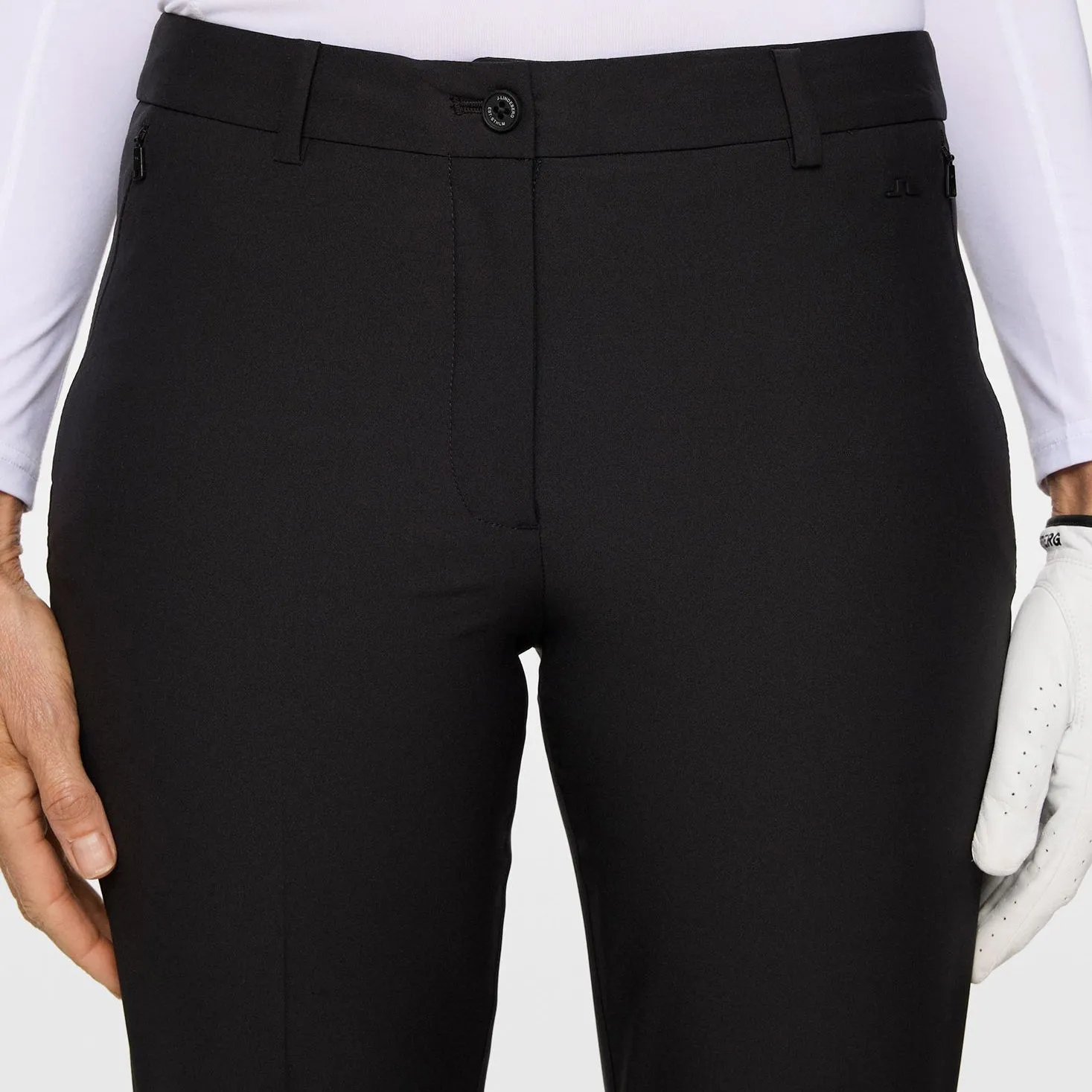 J.Lindeberg Women's Pia Golf Pants - Black ErgonomicArticulatedDesign LightweightComfort