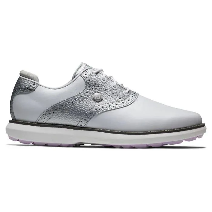 New Women's Footjoy Traditions  Golf Shoes - White/Silver Size 9 MSP$120 Anti Slip Perfect Fit