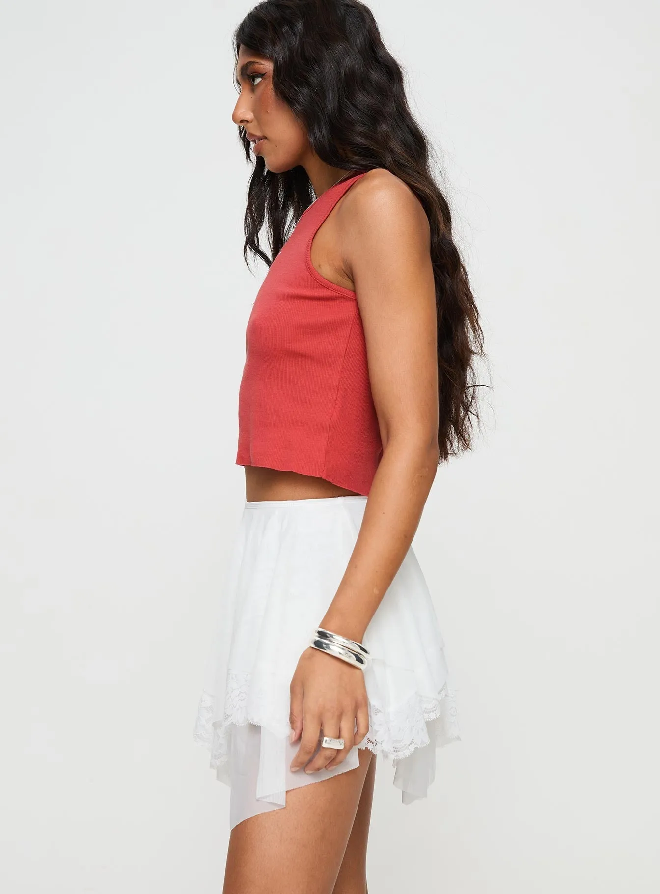 333 Love Angel Top Red Layered Hem Detail