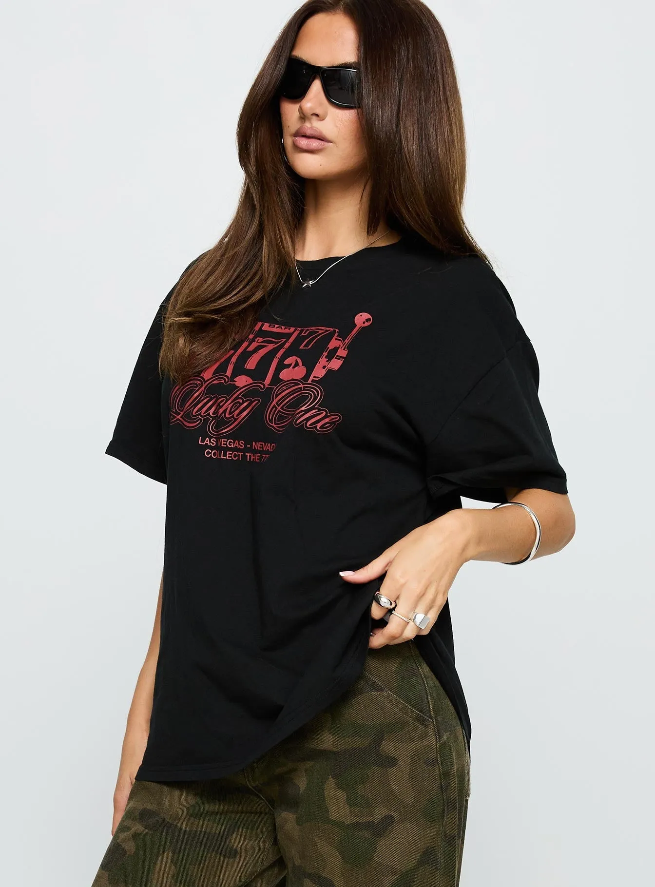 Hygroscopic Fiber Big Winner Oversized Graphic Tee Black
