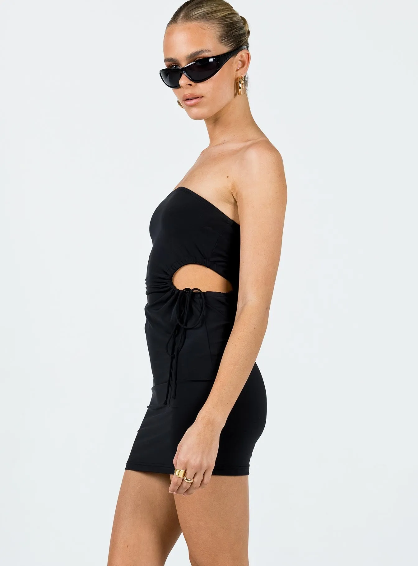 Chill Mode Easy Layering Piece Ashten Eco Nylon Strapless Mini Dress Black