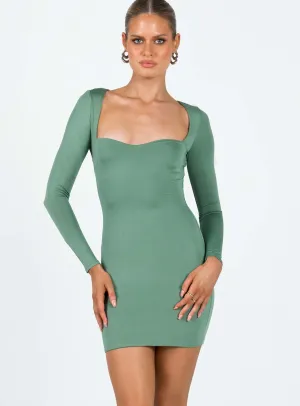 Brewer Long Sleeve Mini Dress Green Tailored Wear Garden Scene