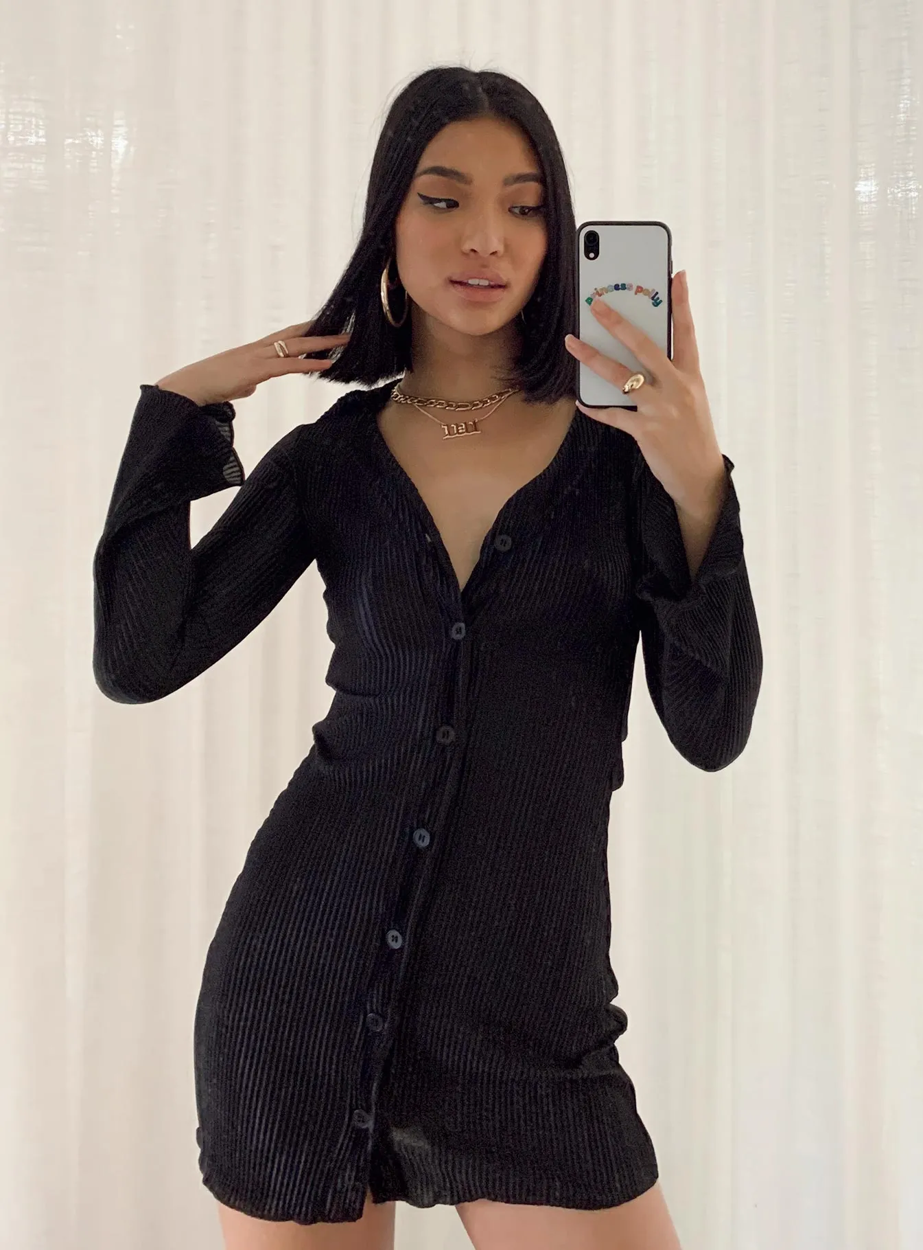 Danyon Mini Dress Black Comfortable Waist Design Fit Vintage feel