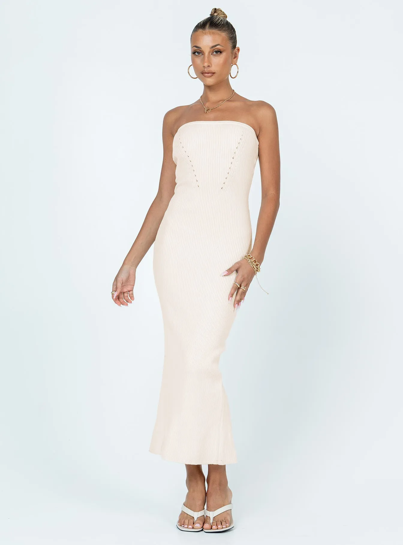 Fashionable Fit Jayan Strapless Midi Dress White