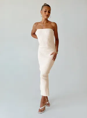 Jayan Strapless Midi Dress White Sharp Design Calm Aesthetic
