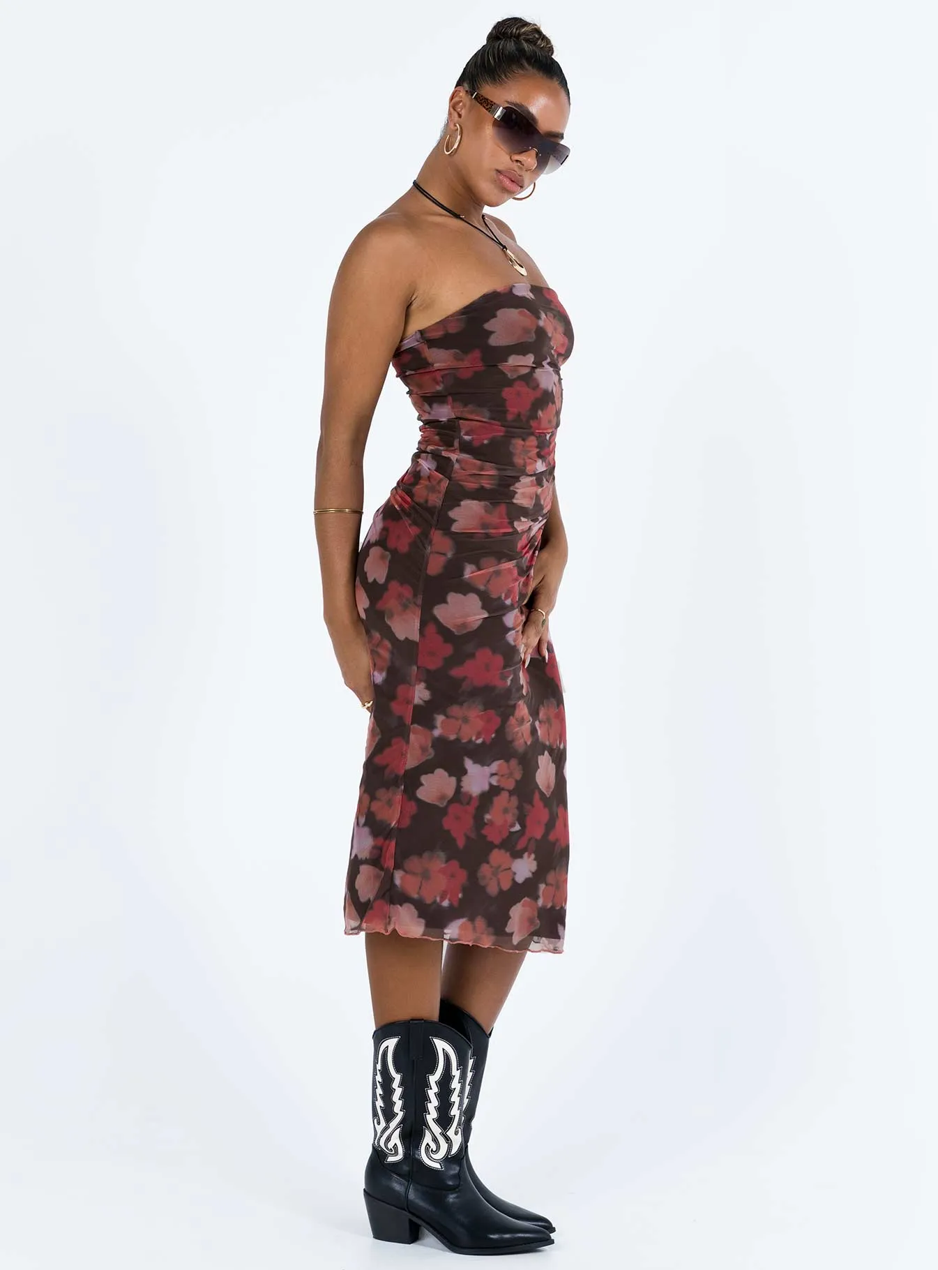 Laren Midi Dress Red / Black Timeless Design