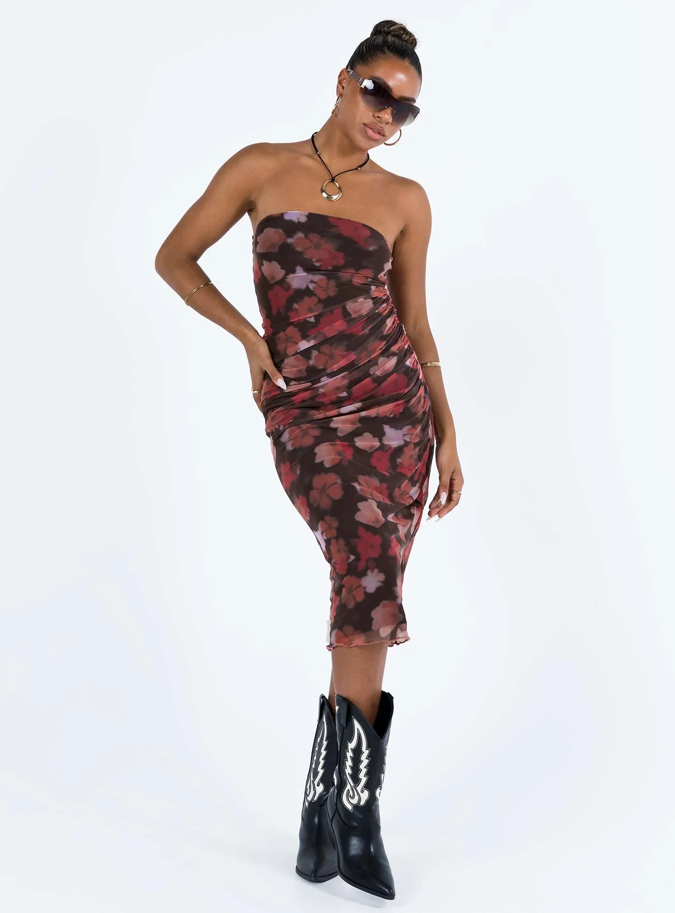 Celebration Wear Laren Midi Dress Red / Black