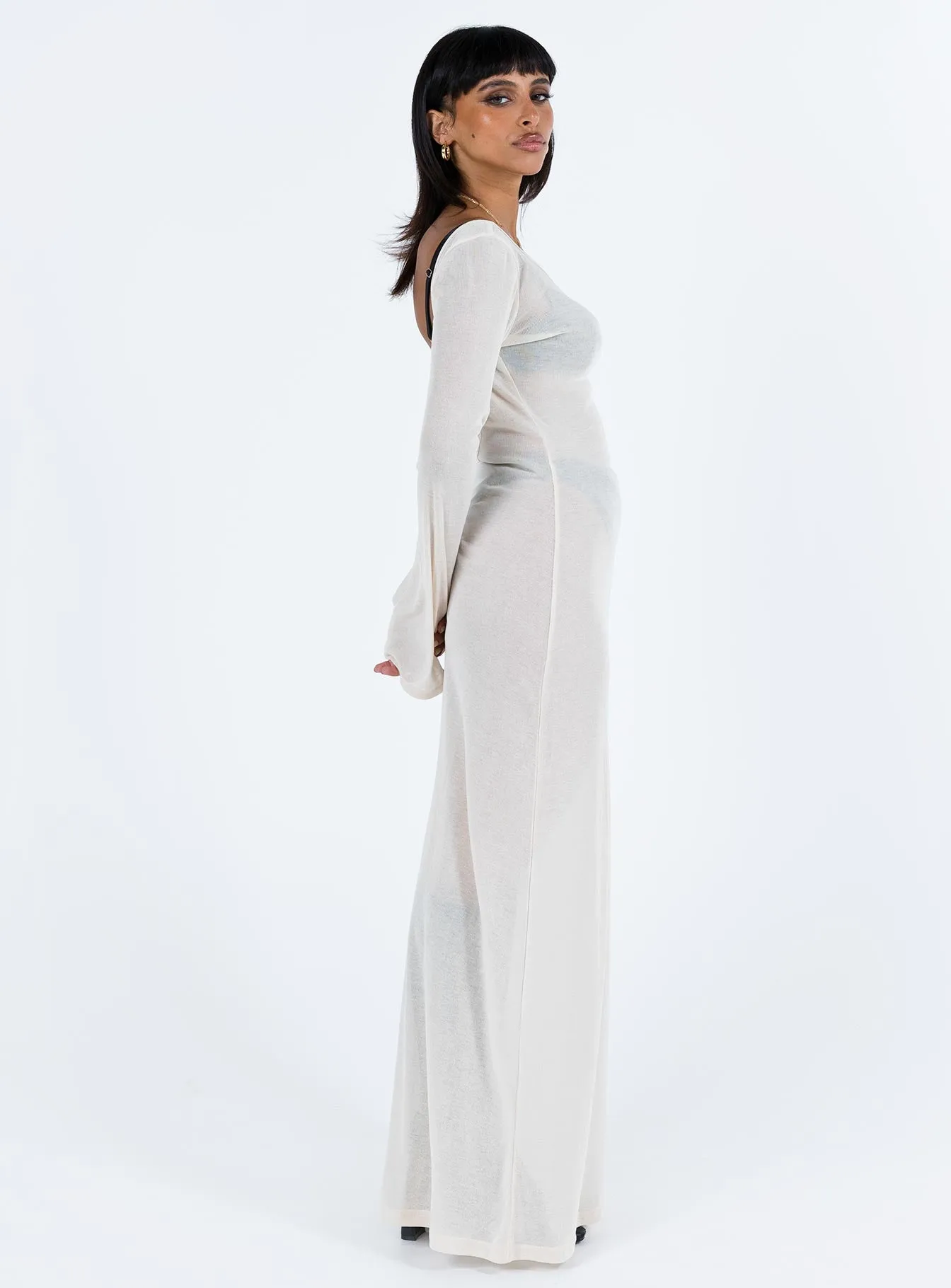 Outfit Boost Sarelle Low Back Knit Maxi Dress Beige