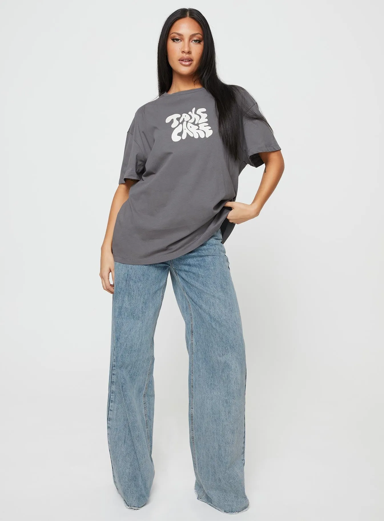 Take Care Oversized Tee Grey ReinforcedShoulderPanels