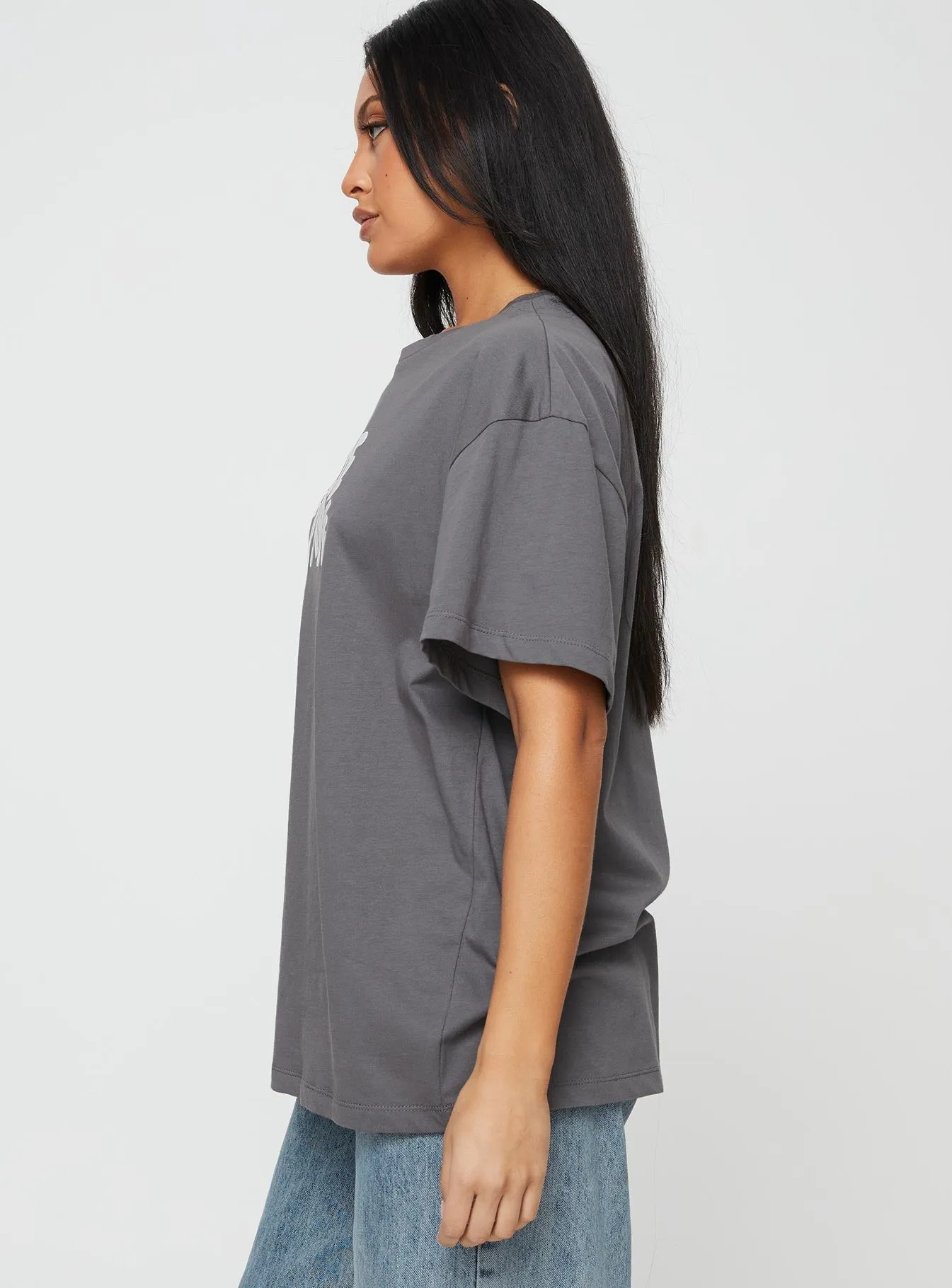 Take Care Oversized Tee Grey Casual Essential Wear Sporty Stretch Fit