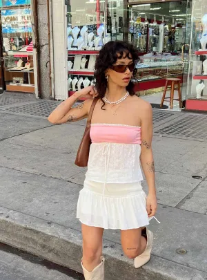 Playful Vibe Subtle Look Mid Morning Mini Skirt Ivory