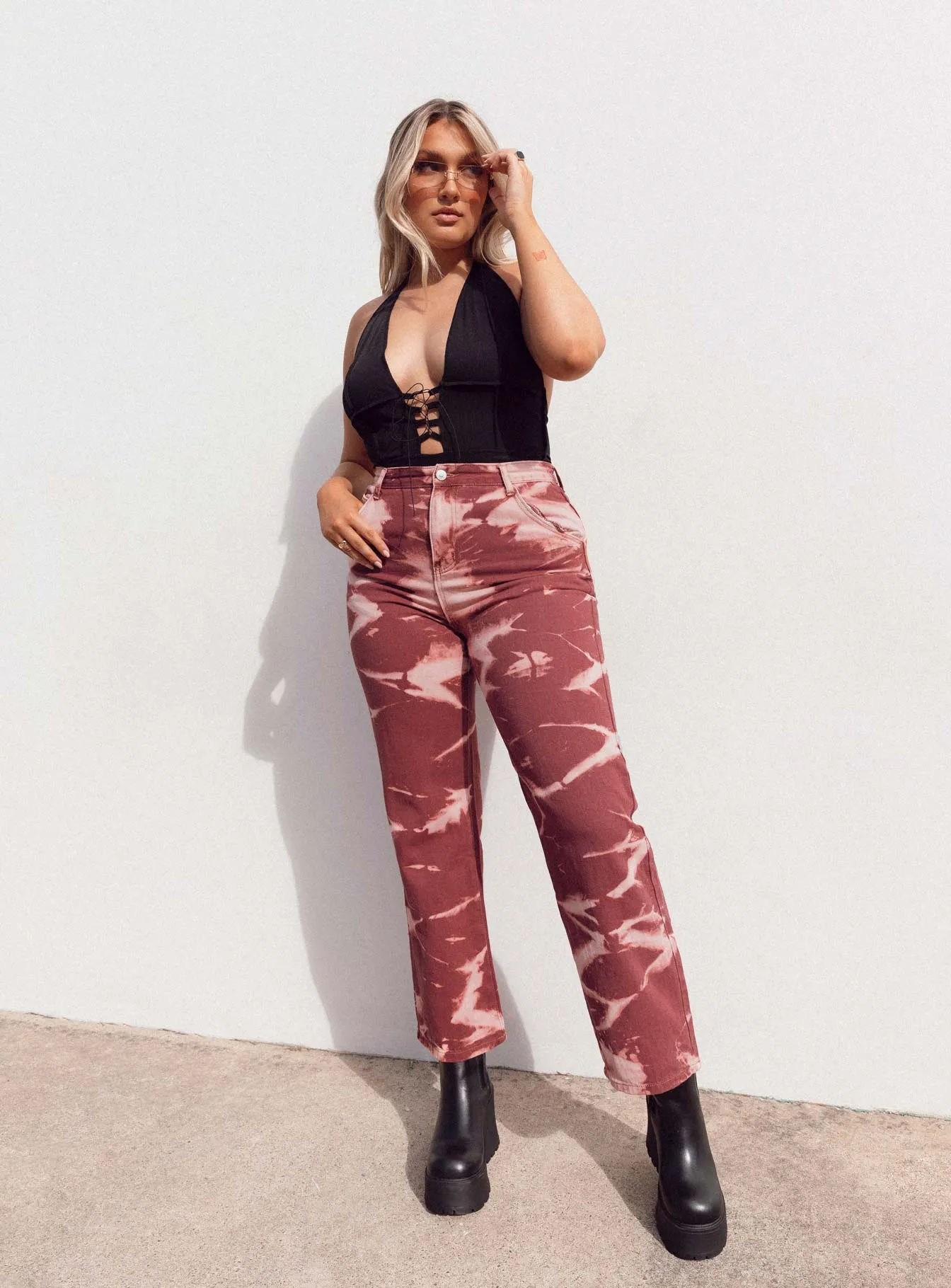 SheerLayeredPanels Hike Fit James Denim Jeans Red