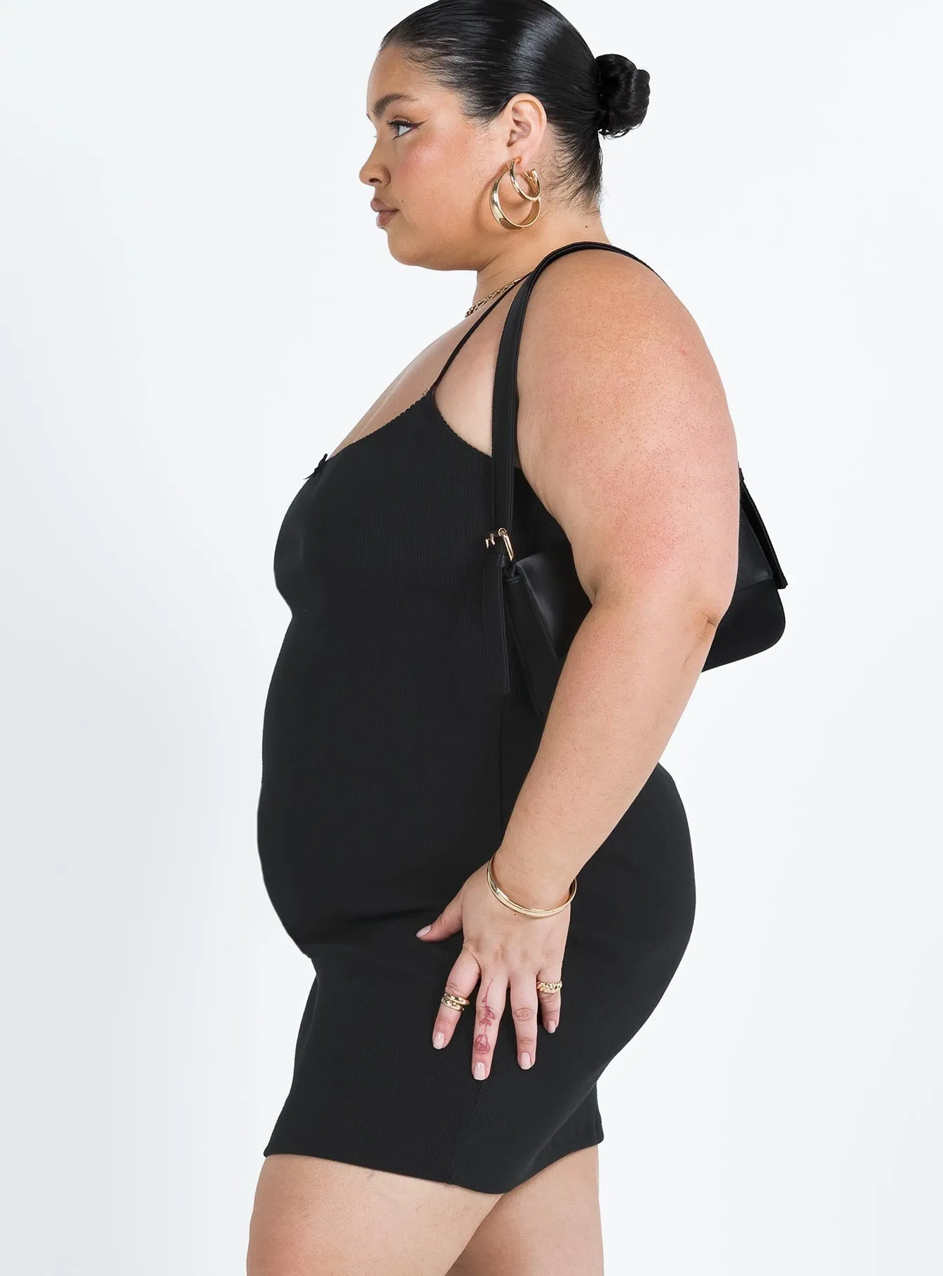 Katrina Mini Dress Black Curve Flattering Shape Wear Smooth Flow