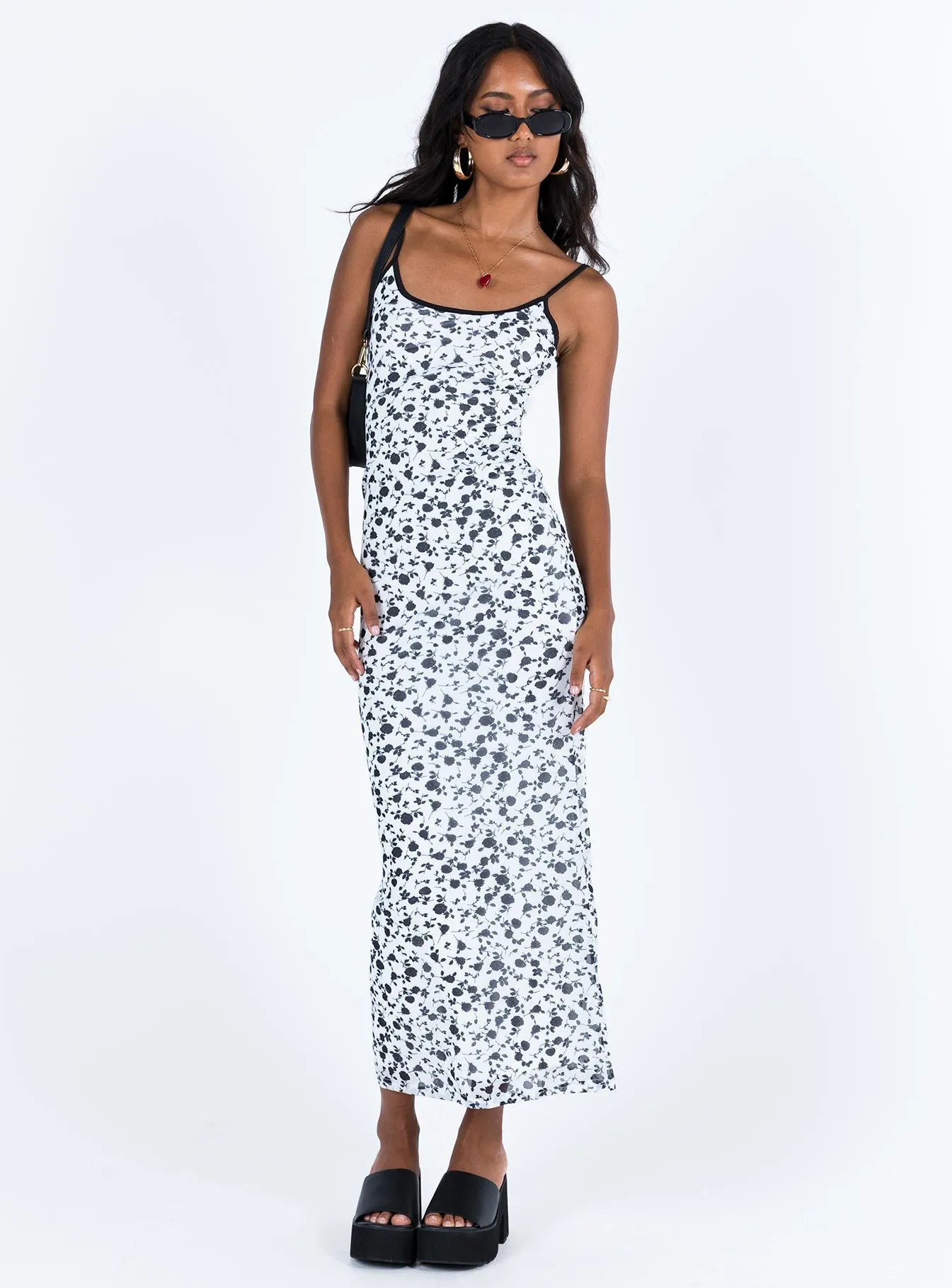 Knox Maxi Dress White / Black Floral Elegant Fit