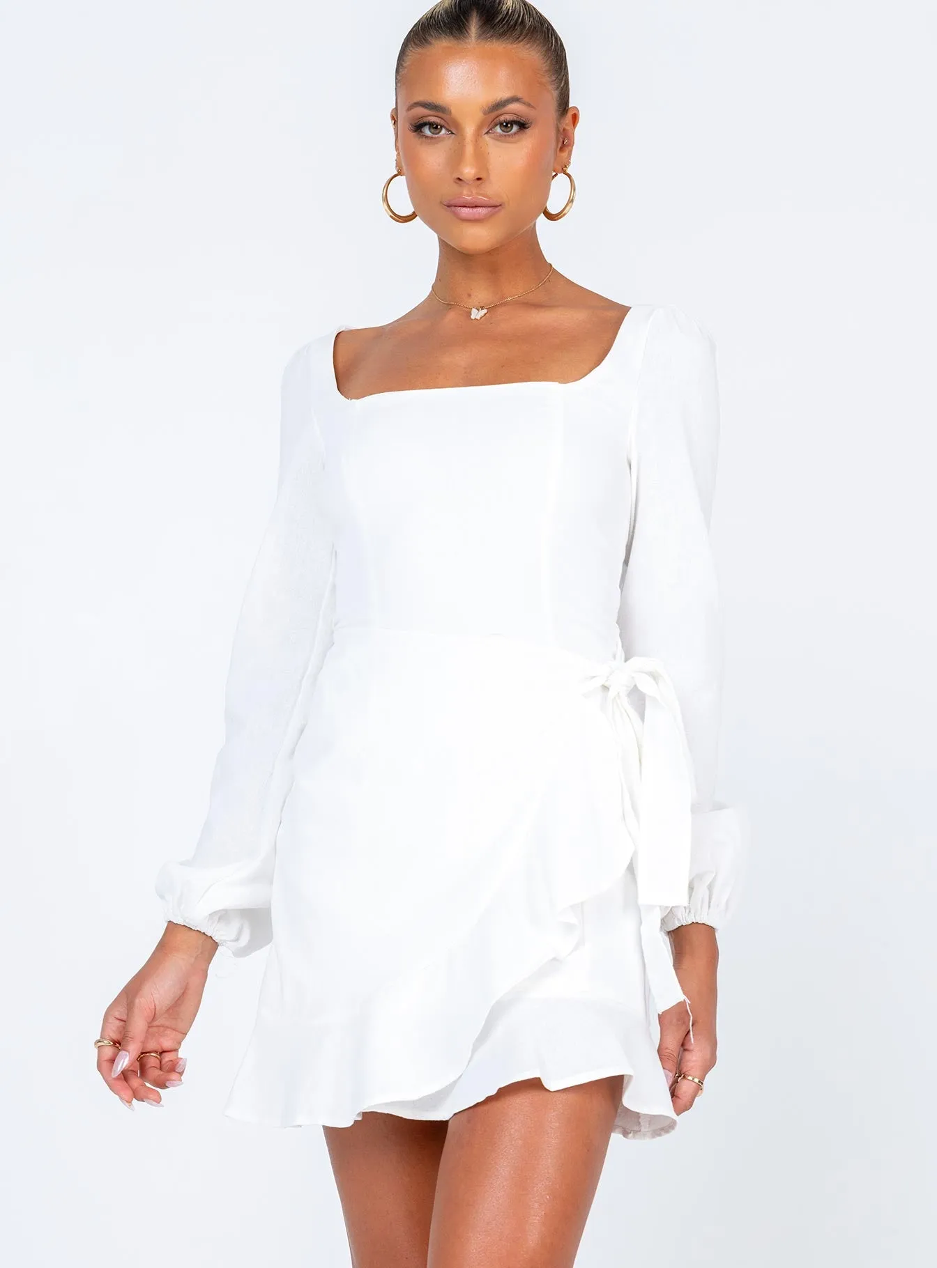 Pure Tone Chilly Weather Comfort The Villa Mini Dress White