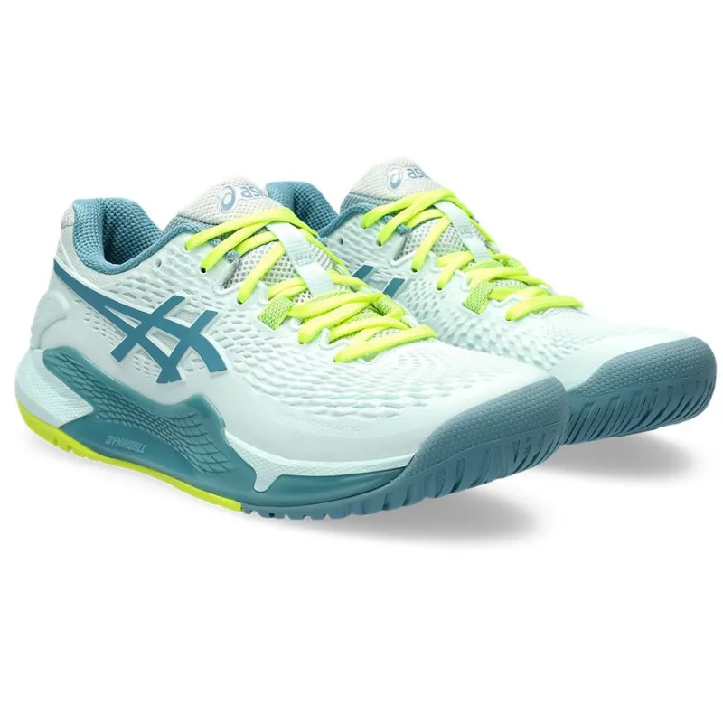 Durable Stitching Flexible Arch Asics Gel Resolution 9 Womens Tennis Shoes -Soothing Sea / Gris Blue