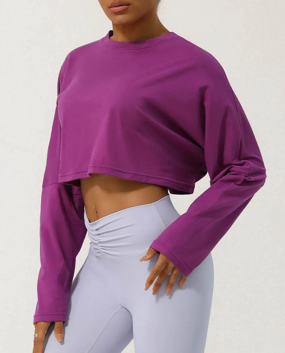 Long Sleeve Crop Athletic Sweatshirt T-Shirt Star Soul