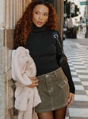 Travers Cargo Skirt Green Pleated Construction